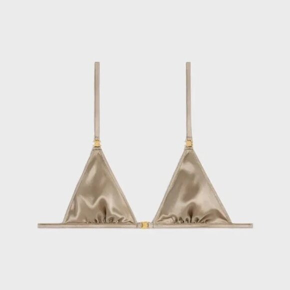 NWT Celine Triomphe Silk Bra Sz L 100% Authentic Beige